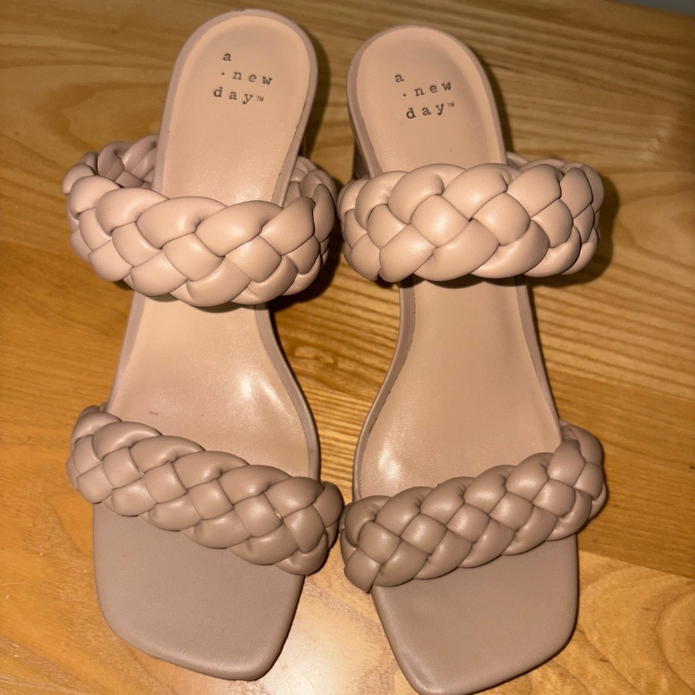 A New Day Tan Braided Slide Sandals